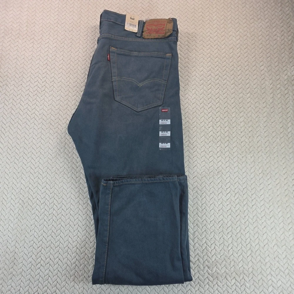 Levis 501 Original Fit Stretch Jeans Mens 40x30 Blue Gray Button Fly 00501-0115